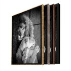 Quadro Decorativo Animais Lions Love Com Moldura Dourada E Vi