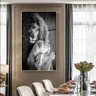Quadro Decorativo Animais Lions Love Com Moldura Dourada E Vi