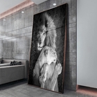 Quadro Decorativo Animais Lions Love Com Moldura Marrom E Vid