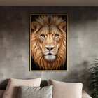 Quadro Decorativo Animais Majestade Felina Com Moldura Dourad