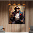 Quadro Decorativo Animais Monkey Evolution Com Moldura Prata