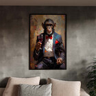 Quadro Decorativo Animais Monkey Evolution Com Moldura Preto