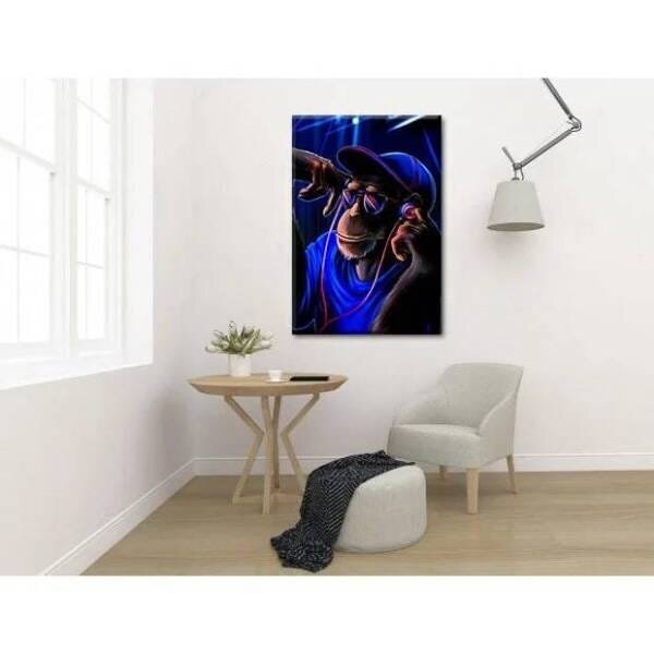 Quadro Decorativo Animais Neon Monkey - 90x60cm
