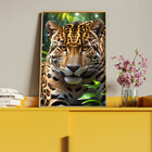Quadro Decorativo Animais Olhar Feroz Com Moldura Dourada - 1