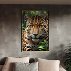 Quadro Decorativo Animais Olhar Feroz Com Moldura Dourada - 2