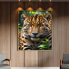 Quadro Decorativo Animais Olhar Feroz Com Moldura Dourada - 2