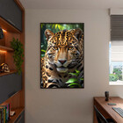 Quadro Decorativo Animais Olhar Feroz Com Moldura Preto - 200