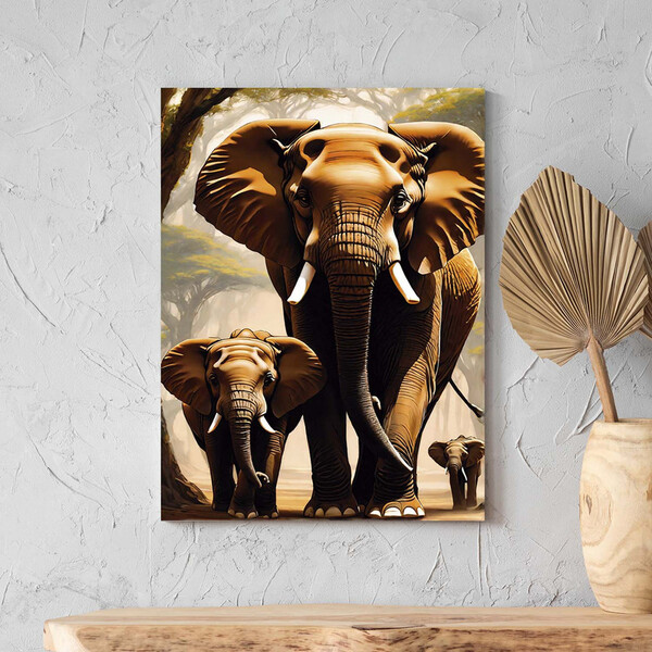 Quadro Decorativo Animais Passeio Suntuoso - 90x60 Cm