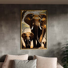 Quadro Decorativo Animais Passeio Suntuoso Com Moldura Dourad