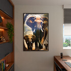 Quadro Decorativo Animais Passeio Suntuoso Com Moldura E Vidr