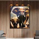 Quadro Decorativo Animais Passeio Suntuoso Com Moldura E Vidr