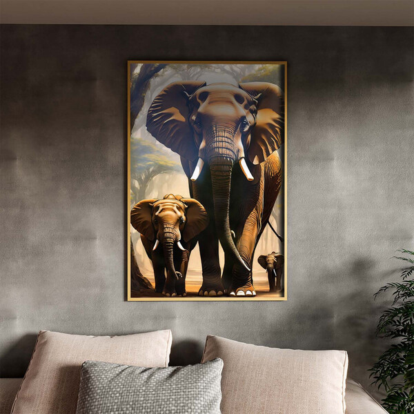 Quadro Decorativo Animais Passeio Suntuoso Com Moldura E Vidr