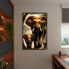 Quadro Decorativo Animais Passeio Suntuoso Com Moldura Preto