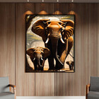 Quadro Decorativo Animais Passeio Suntuoso Com Moldura Preto