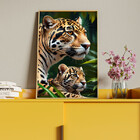 Quadro Decorativo Animais Poder Selvagem Com Moldura Dourada