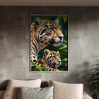 Quadro Decorativo Animais Poder Selvagem Com Moldura Prata -