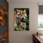 Quadro Decorativo Animais Poder Selvagem Com Moldura Prata -