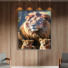 Quadro Decorativo Animais Rei Da Selva Com Moldura E Vidro Pr