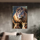 Quadro Decorativo Animais Rei Da Selva Com Moldura E Vidro Pr
