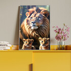 Quadro Decorativo Animais Rei Da Selva Com Moldura E Vidro Pr