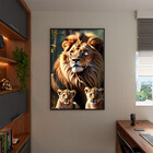 Quadro Decorativo Animais Rei Da Selva Com Moldura Preto - 20
