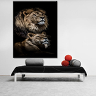 Quadro Decorativo Animais Savage Couple Familia Leão - 120x80
