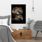 Quadro Decorativo Animais Savage Couple Familia Leão - 120x80