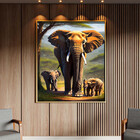 Quadro Decorativo Animais Sombra Da Savana Com Moldura Dourad