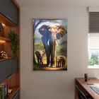Quadro Decorativo Animais Sombra Da Savana Com Moldura E Vidr