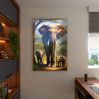 Quadro Decorativo Animais Sombra Da Savana Com Moldura E Vidr