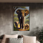 Quadro Decorativo Animais Sombra Da Savana Com Moldura Prata
