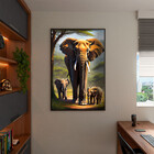 Quadro Decorativo Animais Sombra Da Savana Com Moldura Preto