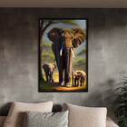 Quadro Decorativo Animais Sombra Da Savana Com Moldura Preto