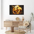 Quadro Decorativo Animais Touro Gold - 180x100 Cm