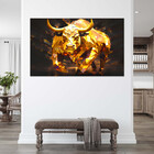 Quadro Decorativo Animais Touro Gold - 180x100 Cm