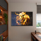 Quadro Decorativo Animais Touro Gold Com Moldura E Vidro Prat