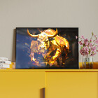 Quadro Decorativo Animais Touro Gold Com Moldura E Vidro Pret