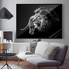 Quadro Decorativo Animais Wild King Moldura Preto E Vidro 150