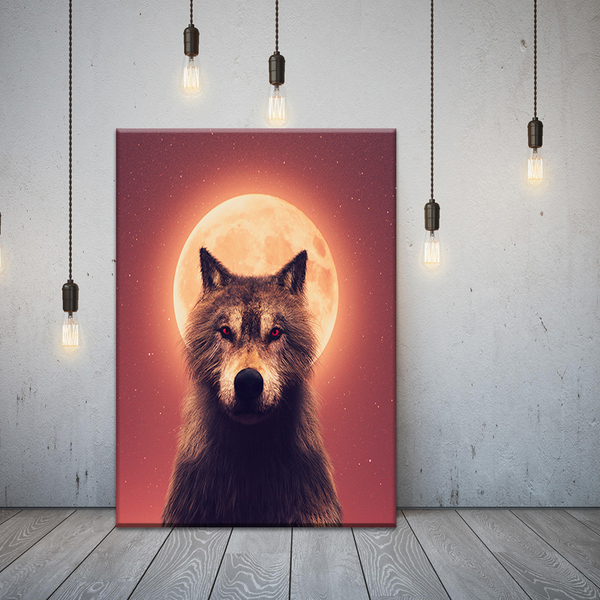 Quadro Decorativo Animais Wolf By The Moon - 120x80 Cm