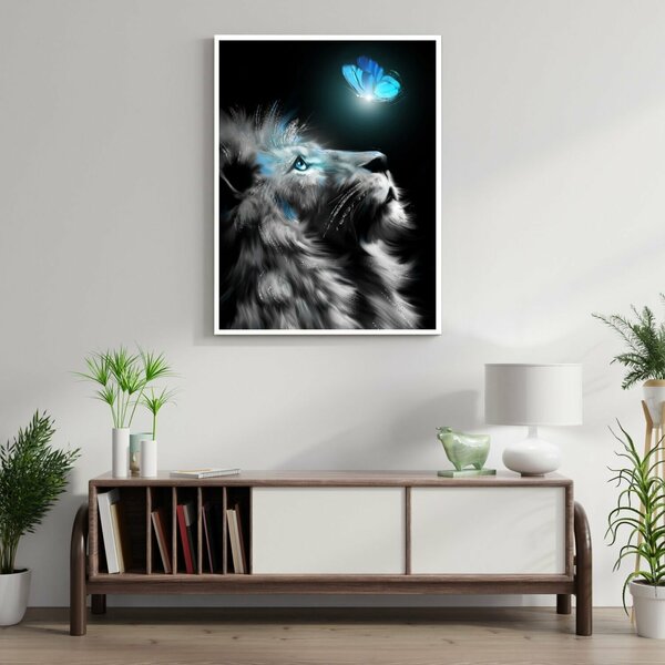 Quadro Decorativo Animal Leão 001 Moldura Em Madeira 60x80cm