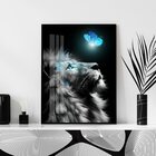 Quadro Decorativo Animal Leão 001 Moldura Em Madeira Com Vidr