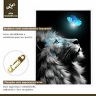 Quadro Decorativo Animal Leão 001 Moldura Em Madeira Com Vidr