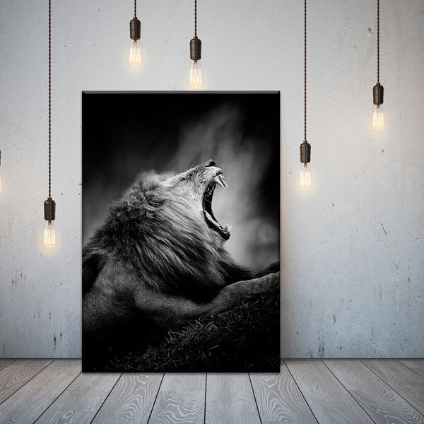 Quadro Decorativo Animal Leão Roaring Lion - 150x80 Cm