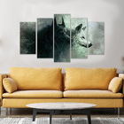 Quadro Decorativo Animal Lobos Alcateia 5 Peças Para Sala