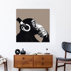Quadro Decorativo Animal Macaco Com Fone De Ouvido