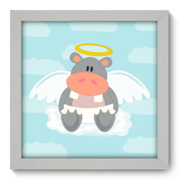 Quadro Decorativo - Anjinho Hipopótamo - 22cm X 22cm - 016qdbb