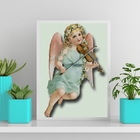 Quadro Decorativo Anjinho Vintage 24x18cm - Com Vidro Moldura