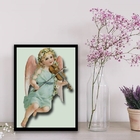 Quadro Decorativo Anjinho Vintage 33x24cm - Com Vidro Moldura