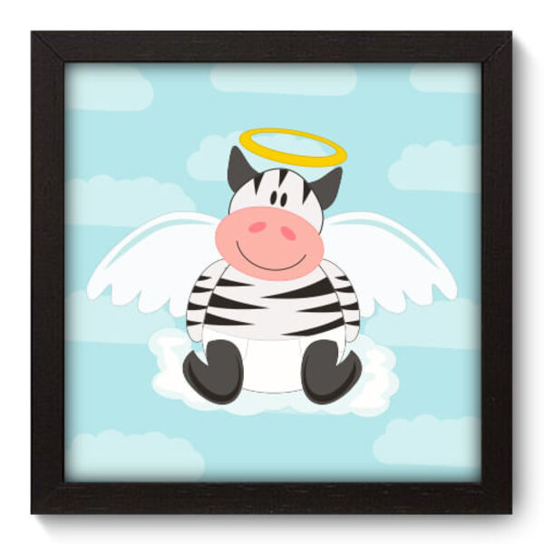 Quadro Decorativo - Anjinho Zebra - 22cm X 22cm - 018qdbp
