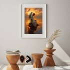 Quadro Decorativo Anjo- Por Do Sol - 60x48cm Moldura:madeira